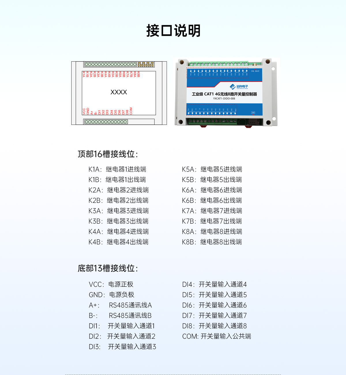 4G无线8路开关量输入采集模块